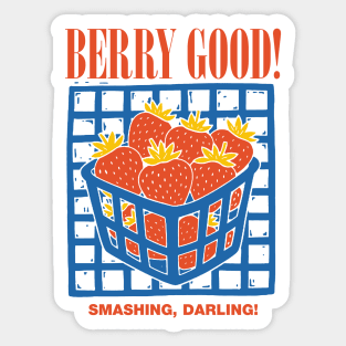 Berry Good! Retro Strawberry Basket – Cute Fruit Illustration Sticker